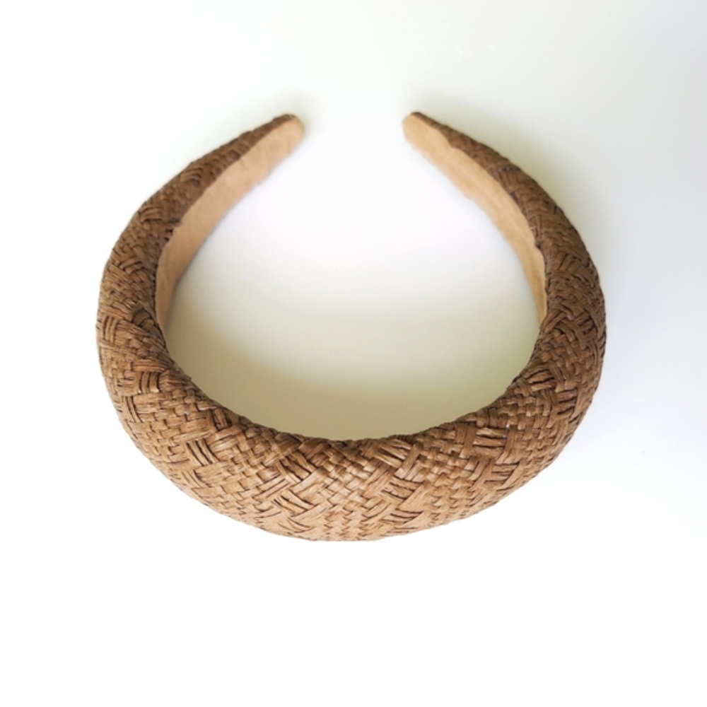 Padded Straw Headband - Brown